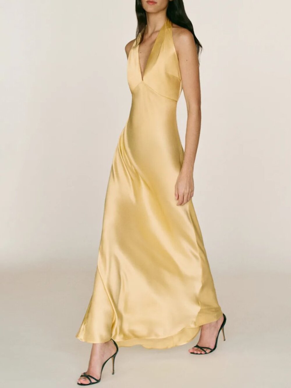 Reformation Daniela Silk Dress Yellow